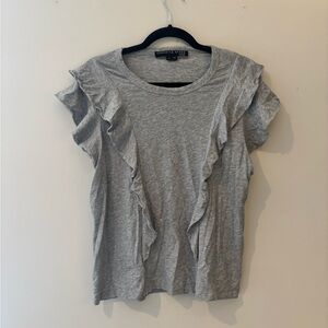 Veronica Beard Gray Ruffle Sleeve Tee